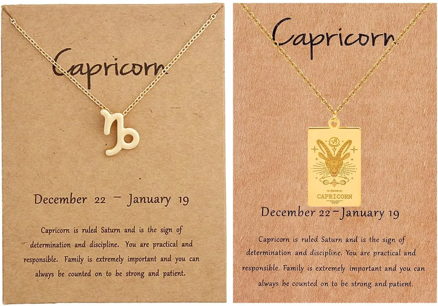 2 Pcs Zodiac Necklace for Women Men 12 Zodiac Sign With Tarot Card Pendant Necklace Gold Plat Constellation Necklace Birthday Gifts for Women