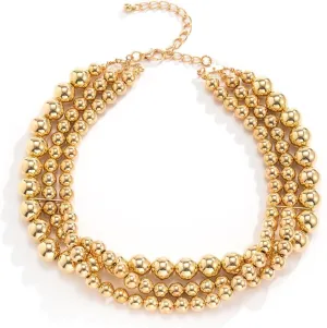 3 Layered Necklaces for Womens, Chain Necklaces for Women Stack Adjustable Gold Plated Beaded Chain Necklace