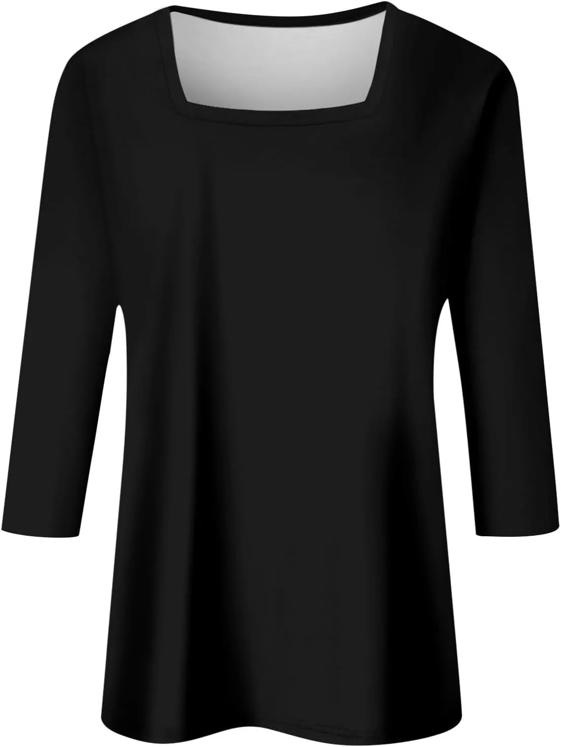 3/4 Length Sleeve Womens Tops Square Neck Casual Cute Shirts Three Quarter Length Dressy Blouses Workout Tunic Tops