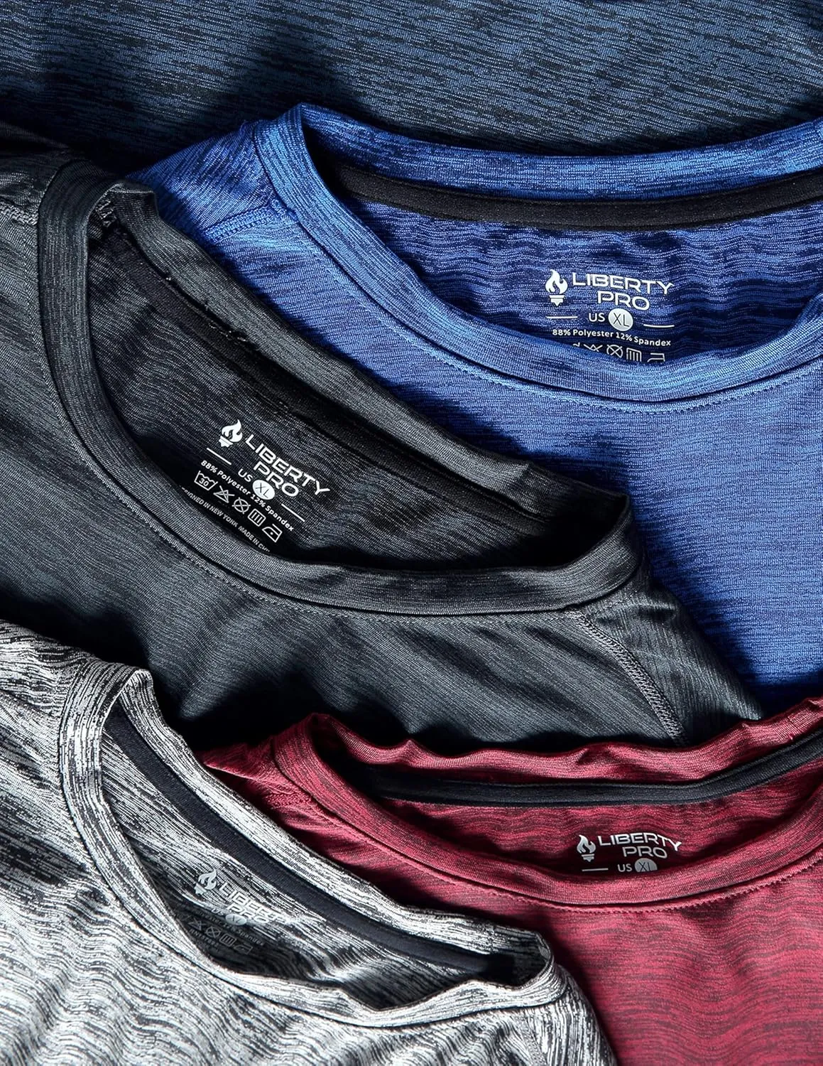 5 Pack Mens Active Quick Dry Crew Neck T Shirts | Athletic Running Gym Workout Short Sleeve Tee Tops Bulk