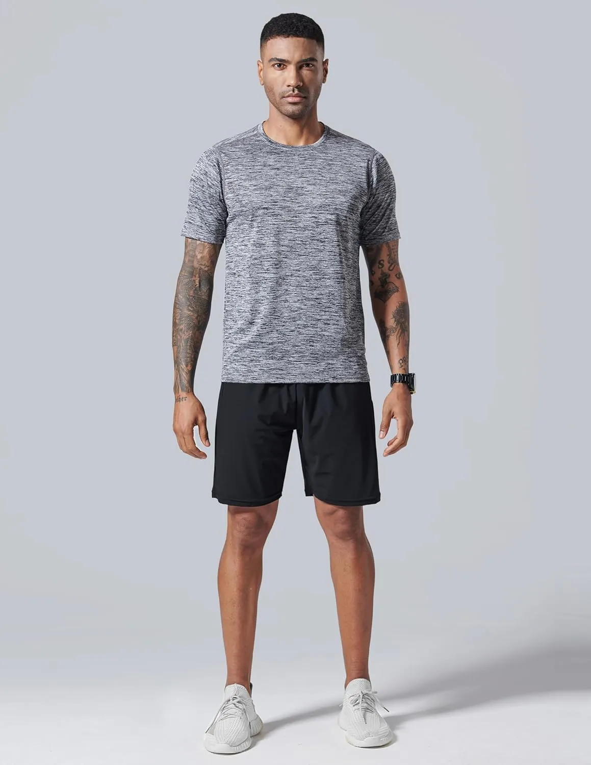 5 Pack Mens Active Quick Dry Crew Neck T Shirts | Athletic Running Gym Workout Short Sleeve Tee Tops Bulk