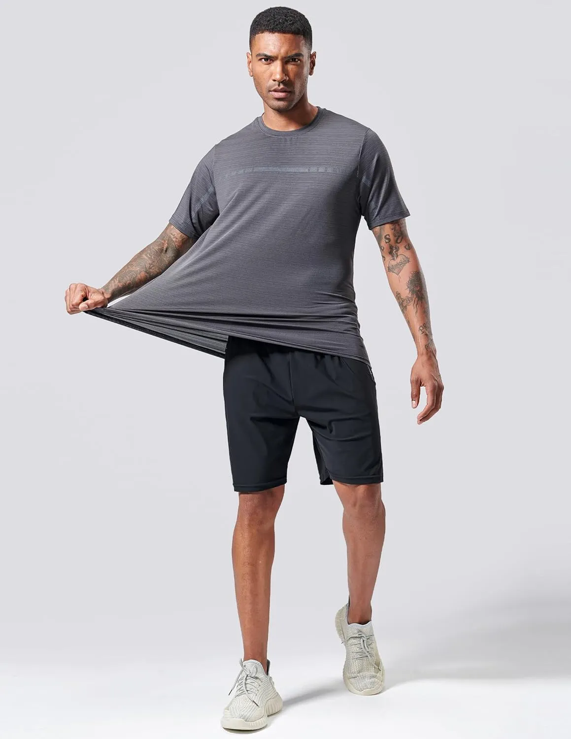 5 Pack Mens Active Quick Dry Crew Neck T Shirts | Athletic Running Gym Workout Short Sleeve Tee Tops Bulk