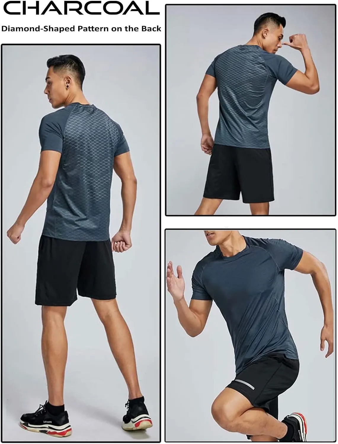 5 Pack Mens Active Quick Dry Crew Neck T Shirts | Athletic Running Gym Workout Short Sleeve Tee Tops Bulk