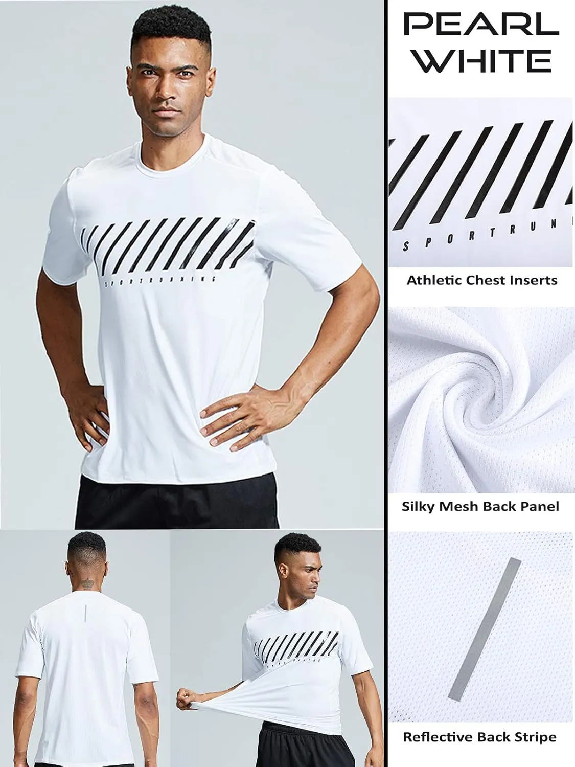 5 Pack Mens Active Quick Dry Crew Neck T Shirts | Athletic Running Gym Workout Short Sleeve Tee Tops Bulk