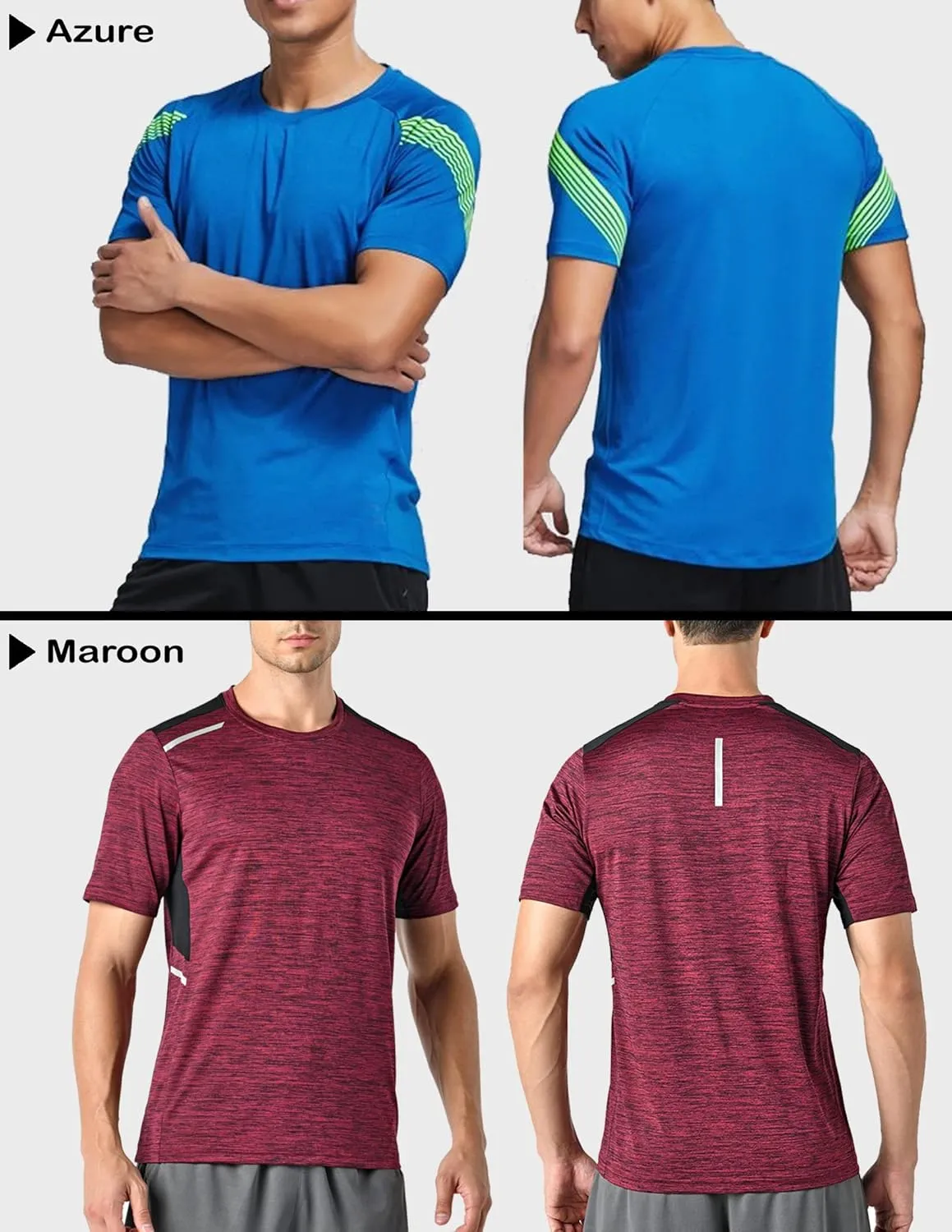 5 Pack Mens Active Quick Dry Crew Neck T Shirts | Athletic Running Gym Workout Short Sleeve Tee Tops Bulk