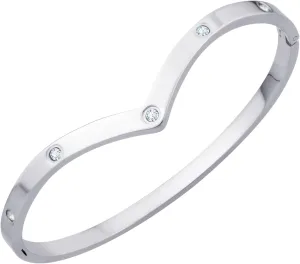 555Jewelry Stainless Steel Bracelets for Women Thin Cubic Zirconia Bangle Bracelets for Women CZ Love Heart Ladies Friendship Wrist Cuff