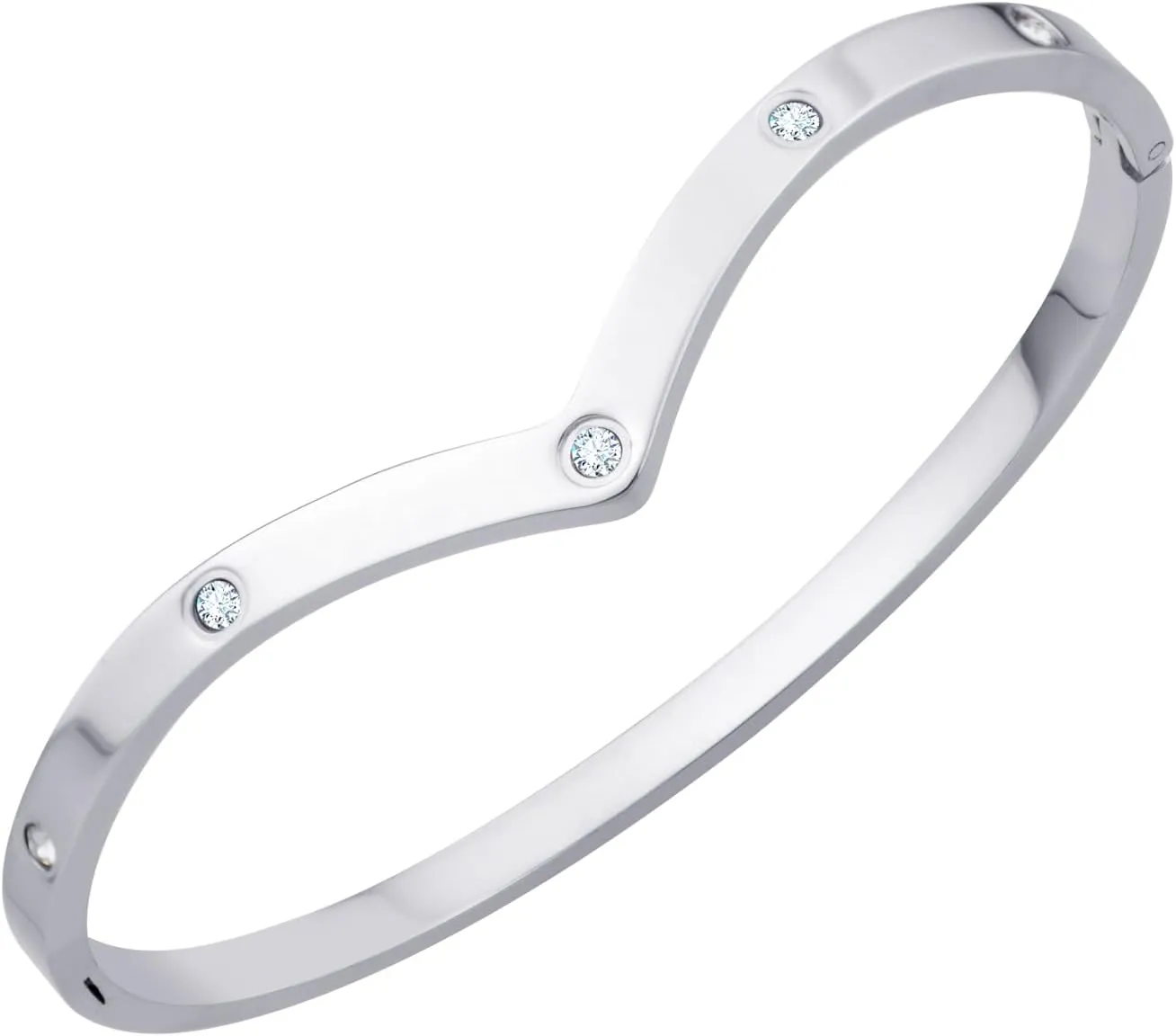 555Jewelry Stainless Steel Bracelets for Women Thin Cubic Zirconia Bangle Bracelets for Women CZ Love Heart Ladies Friendship Wrist Cuff