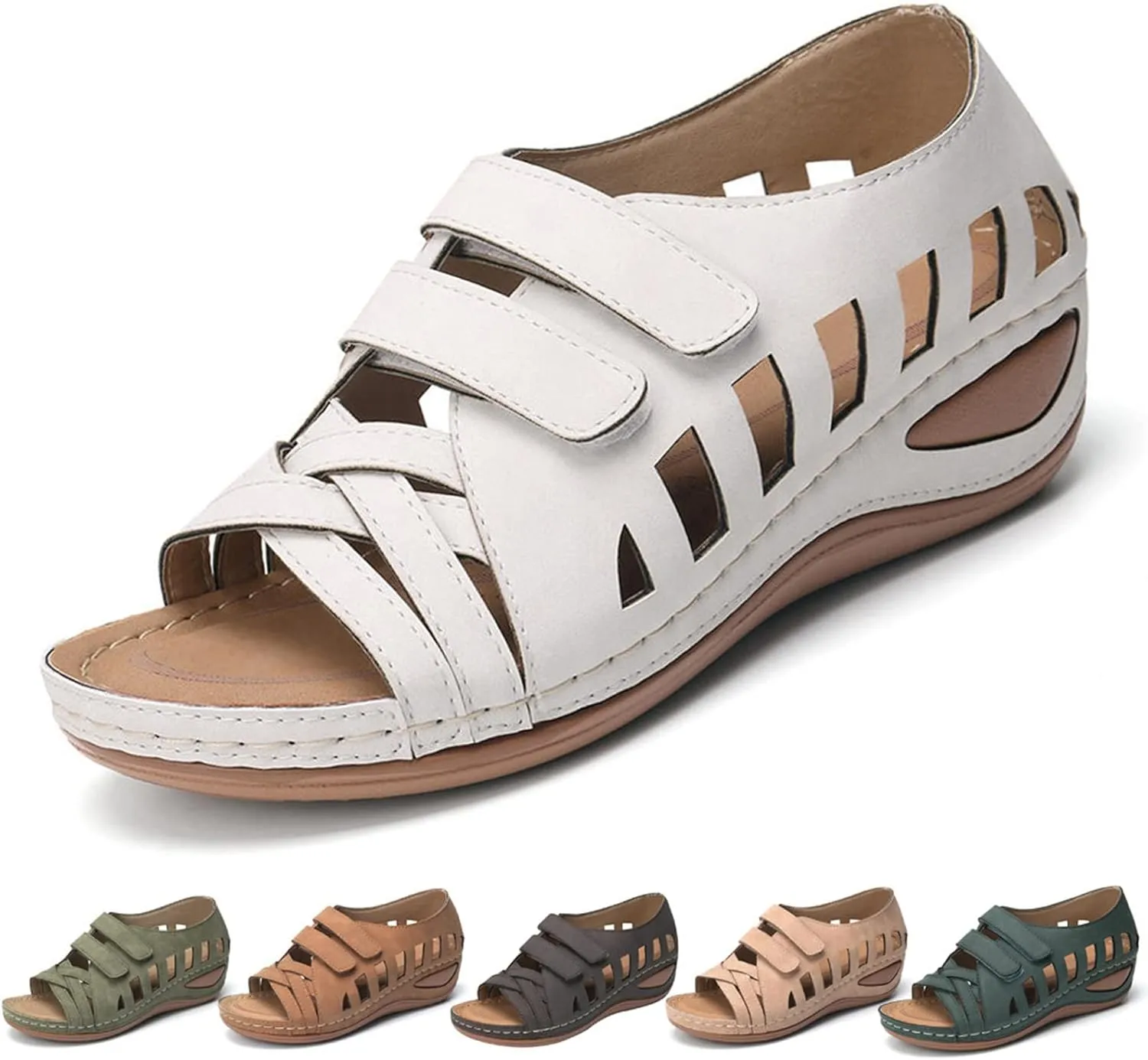 7.5 Wide Orthopedic Slippers for Women Sandals Women Dressy Summer Flat Comfortable Summer Shoes for Women 2024 White Ladies Walking Sandals Fisherman Sandals for Women Flower Sandals for Women