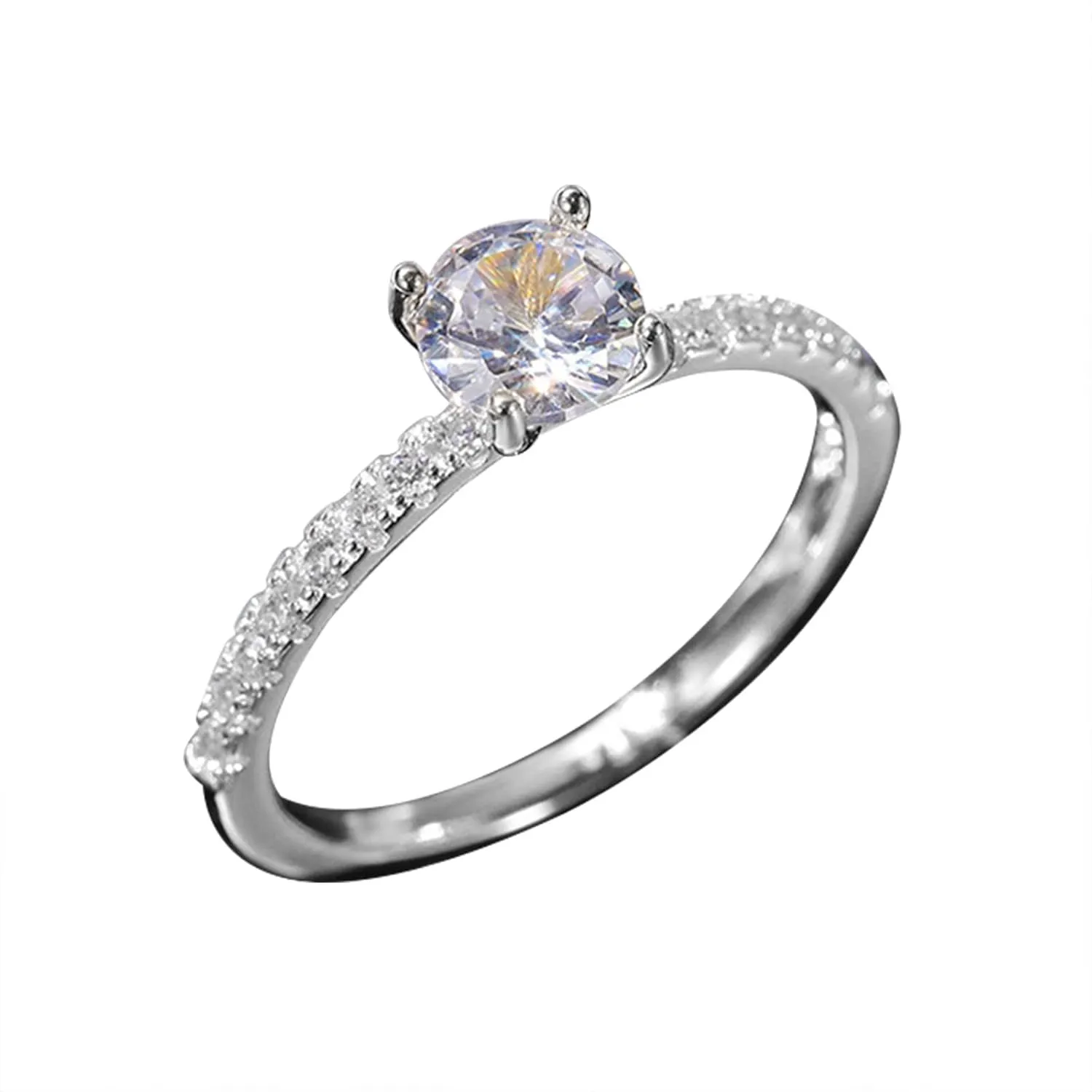 925 Sterling Silver Cubic Zirconia Engagement Ring,Halo Promise Ring for Women Jewelry Gifts for Anniversary Valentine's Day