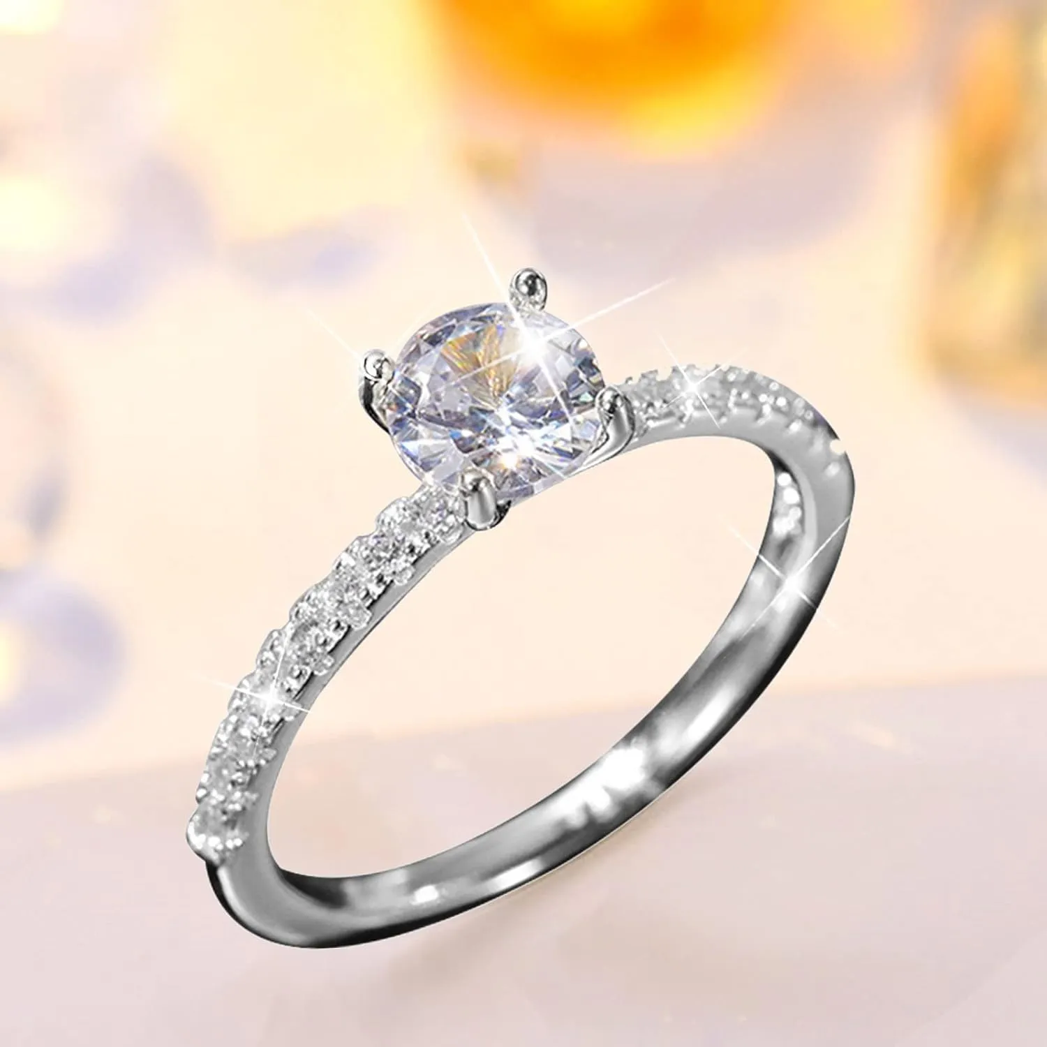 925 Sterling Silver Cubic Zirconia Engagement Ring,Halo Promise Ring for Women Jewelry Gifts for Anniversary Valentine's Day