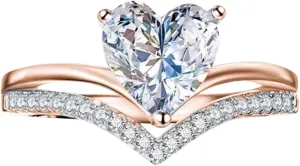925 Sterling Silver Ring for Women,Heart Shaped Rhinestone Wedding Band Premium Cubic Zirconia Engagement Rings Promise Ring