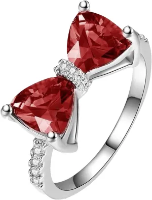 925 Sterling Silver Rings for Women,Gold Plated Cubic Zirconia Promise Rings for Her Stackable Bow Wedding Bands Jewelry Gift