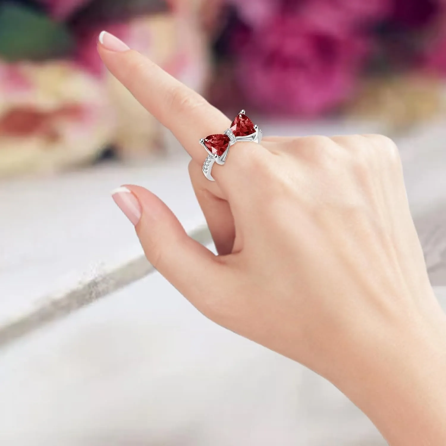 925 Sterling Silver Rings for Women,Gold Plated Cubic Zirconia Promise Rings for Her Stackable Bow Wedding Bands Jewelry Gift