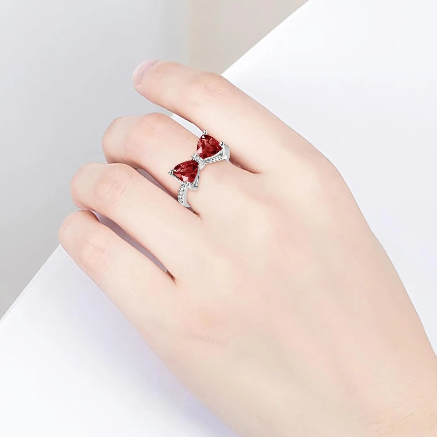 925 Sterling Silver Rings for Women,Gold Plated Cubic Zirconia Promise Rings for Her Stackable Bow Wedding Bands Jewelry Gift