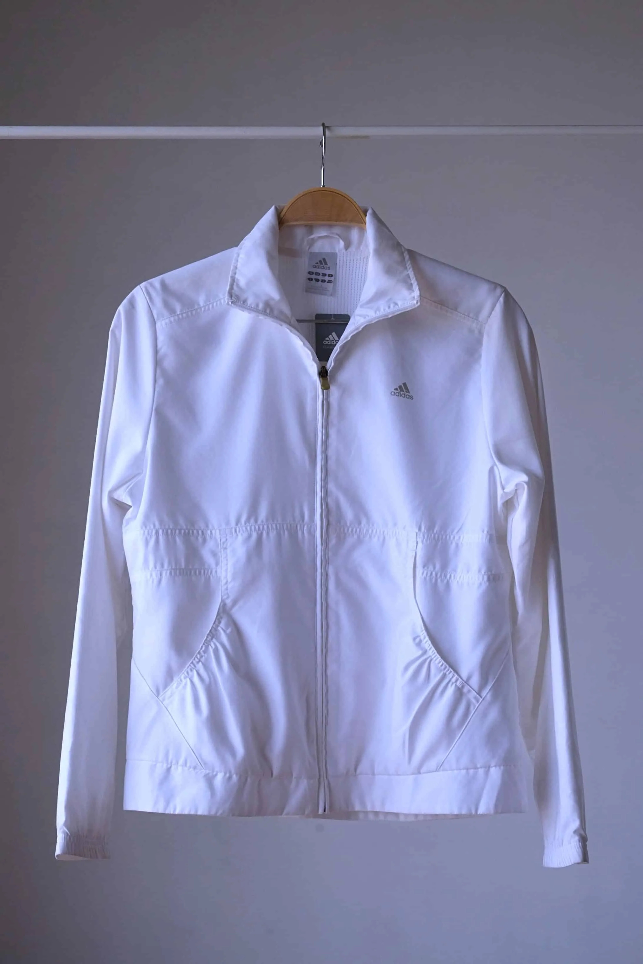 ADIDAS Vintage Women's White Windbreaker Jacket - 2000's
