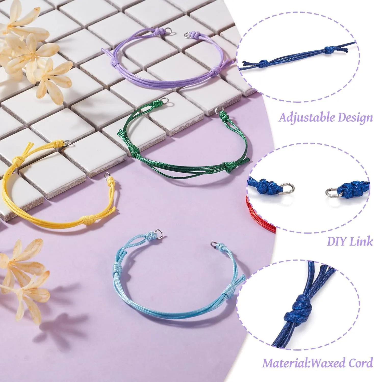 Adjustable Slider Bracelets Colorful Half Finished Bracelets Adjustable Beaded Bracelets DIY Friendship Bracelets for Women Jewelry Making Gifts Supplies