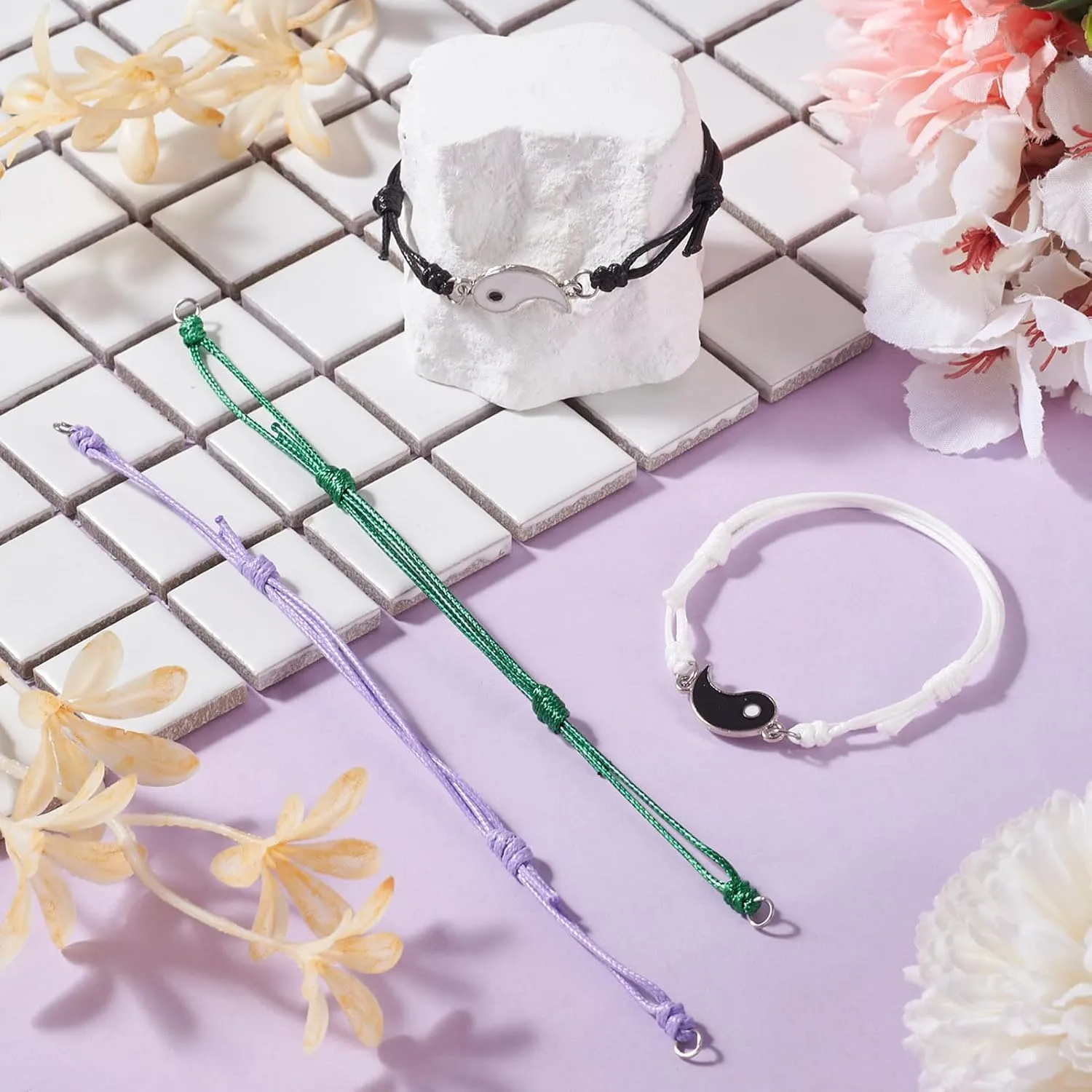 Adjustable Slider Bracelets Colorful Half Finished Bracelets Adjustable Beaded Bracelets DIY Friendship Bracelets for Women Jewelry Making Gifts Supplies