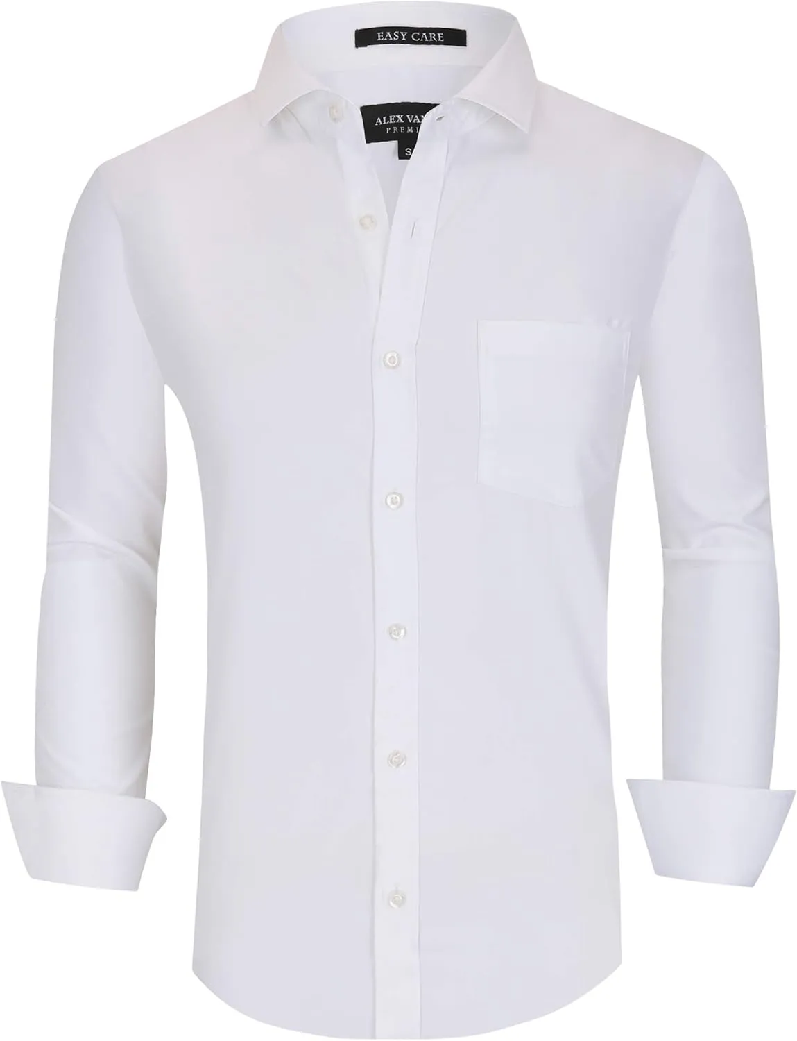 Alex Vando Mens Bamboo Dress Shirts Wrinkle Free Regular Fit Stretch Button Down Shirt