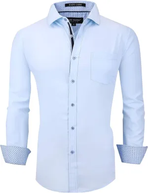 Alex Vando Mens Bamboo Dress Shirts Wrinkle Free Regular Fit Stretch Button Down Shirt