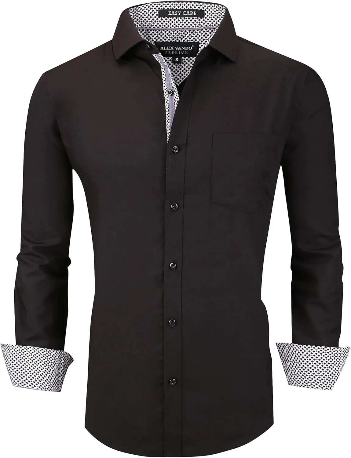 Alex Vando Mens Bamboo Dress Shirts Wrinkle Free Regular Fit Stretch Button Down Shirt