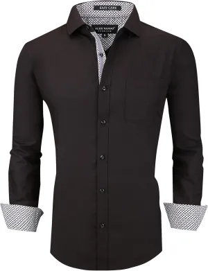 Alex Vando Mens Bamboo Dress Shirts Wrinkle Free Regular Fit Stretch Button Down Shirt
