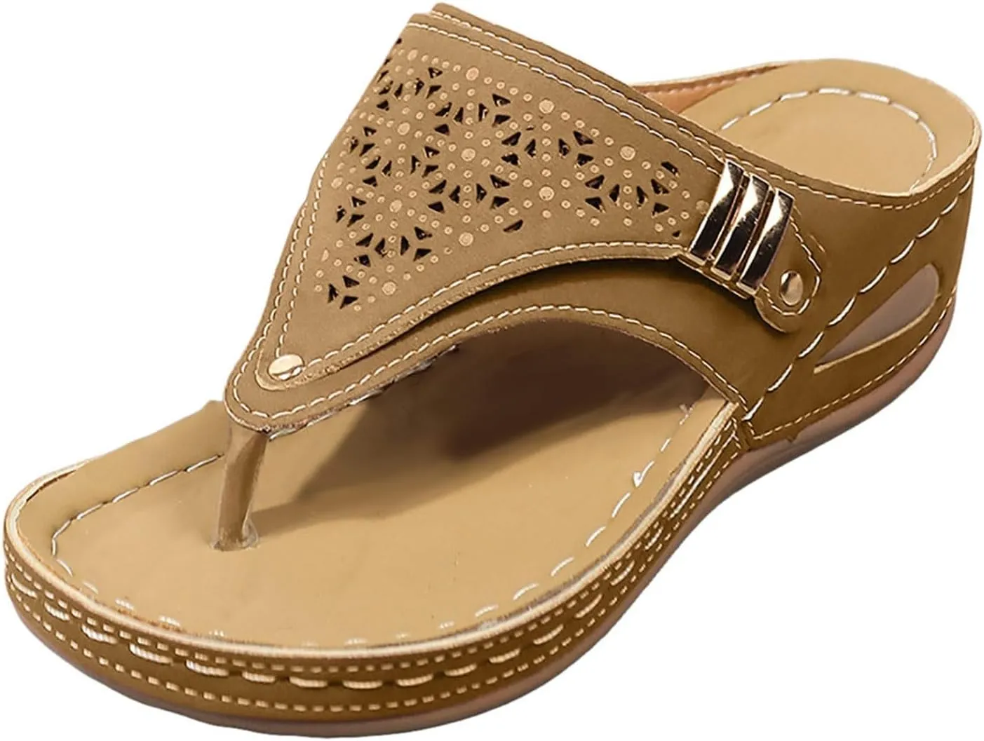AMDBEL Orthopedic Sandals for Women,Sandals for Women Dressy Summer Wide Width Arch Support Clip Toe Flip Flops Casual Shoes