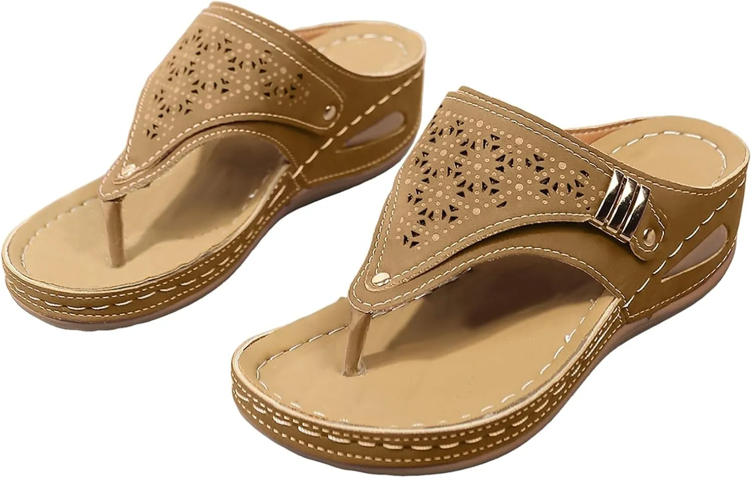 AMDBEL Orthopedic Sandals for Women,Sandals for Women Dressy Summer Wide Width Arch Support Clip Toe Flip Flops Casual Shoes