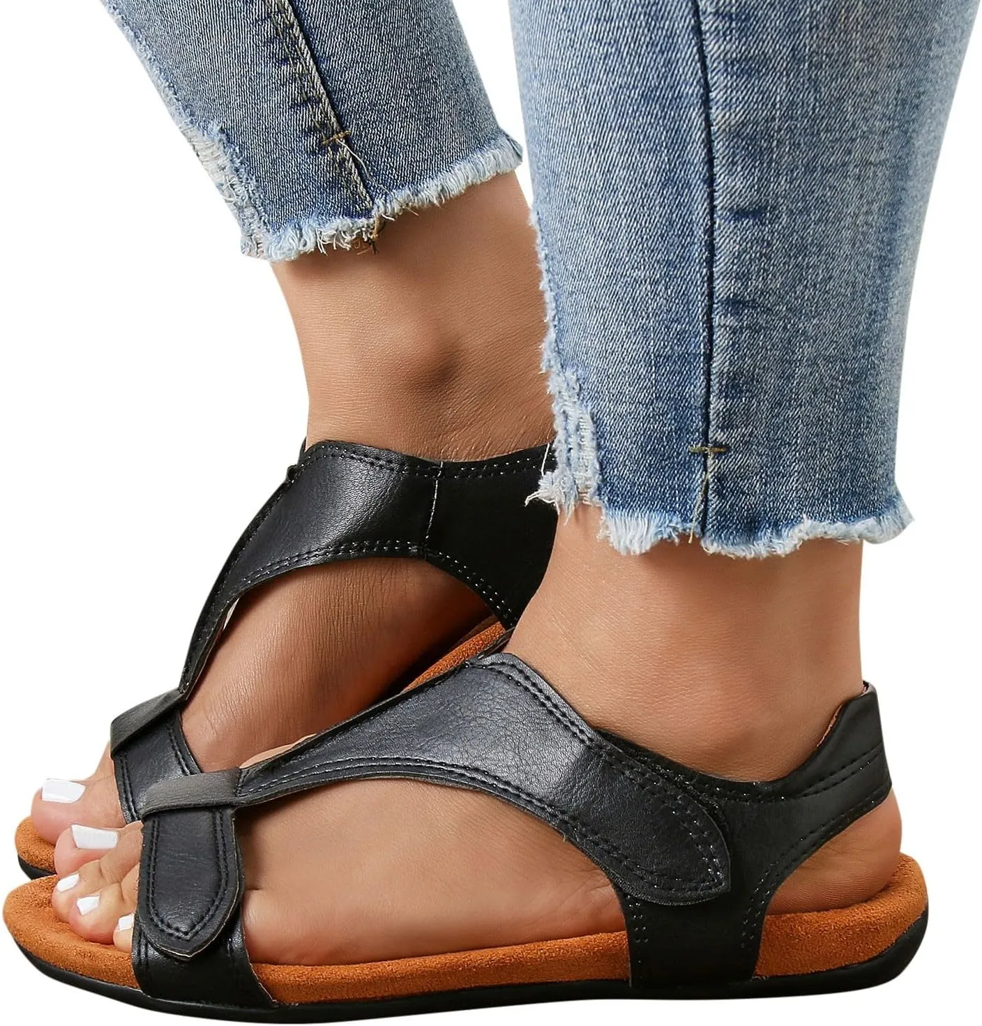AMDBEL Orthopedic Sandals for Women,Women Dressy Summer Orthotic Flat Sandals with Arch Support Casual Beach Walking Shoes