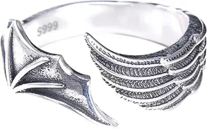 Angel And Devil Wing Ring For Men And Women Personality Retro Single Ring Popular Style Open Ring Size 9 Rings for Women Ring-435