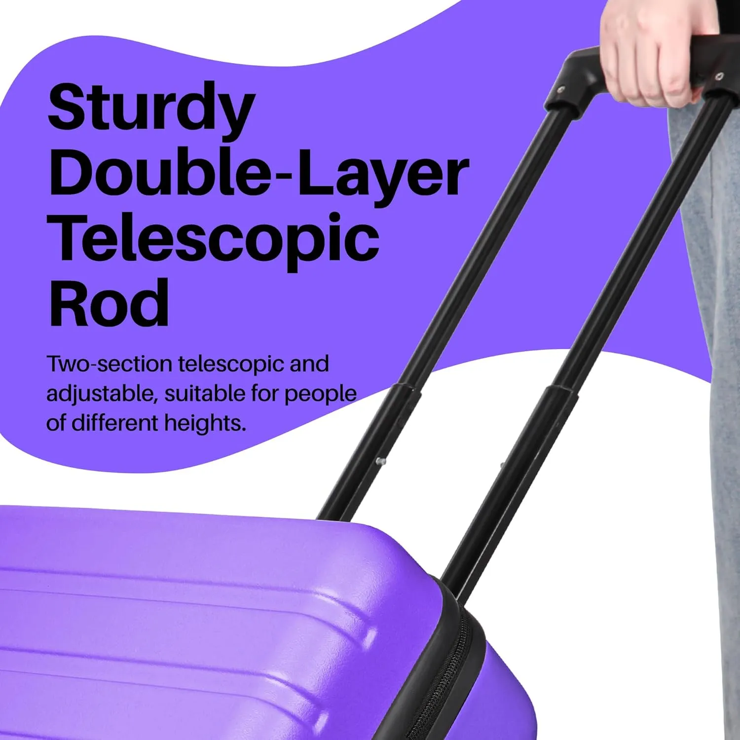 AnyZip Carry On Luggage 21" Hardside PC ABS Lightweight USB Suitcase with Wheels TSA Lock for kids Violet Purple