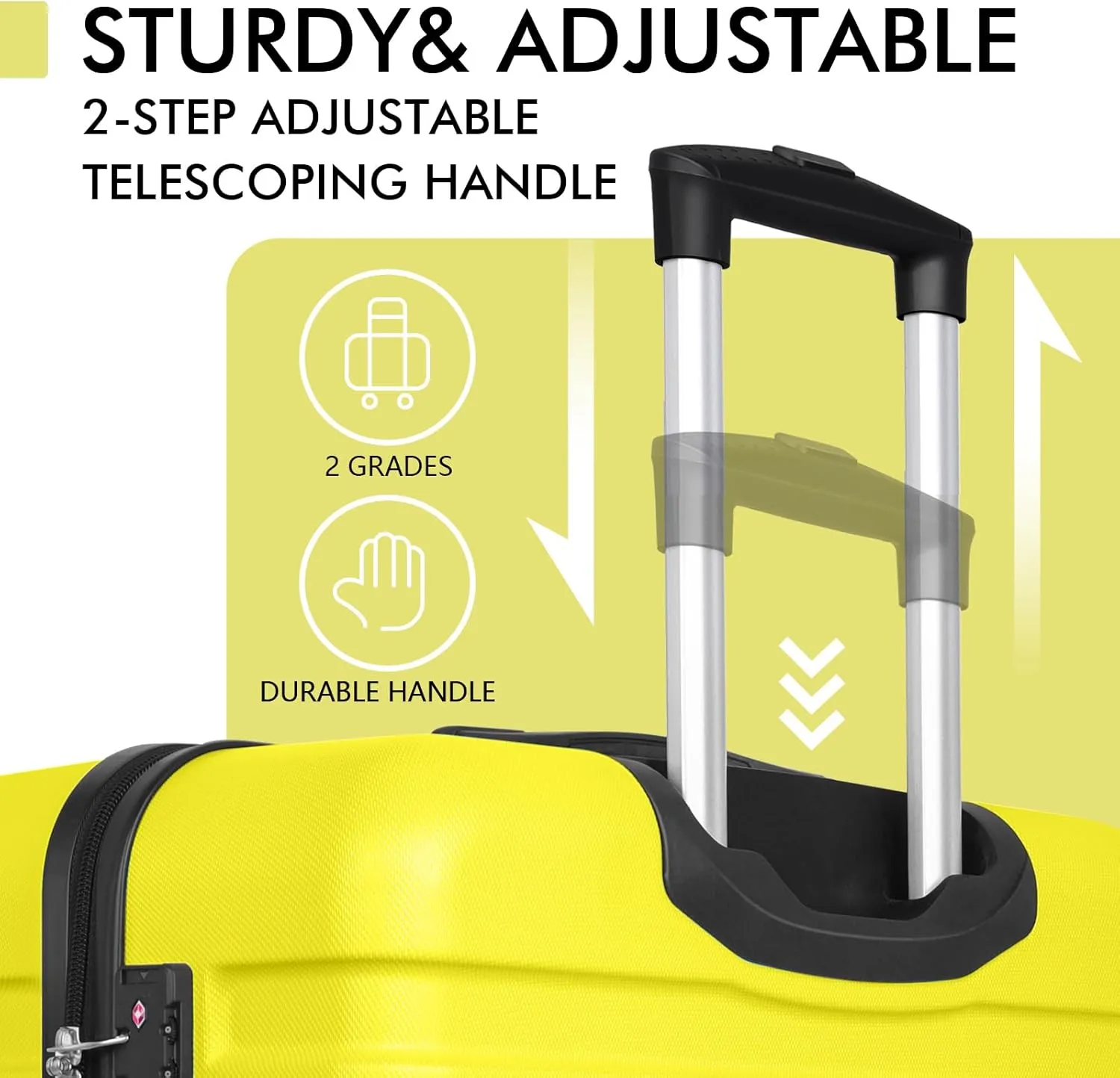 AnyZip Luggage PC ABS Hardside Lightweight Suitcase with 4 Universal Wheels TSA Lock Checked-Medium 24 Inch Yellow