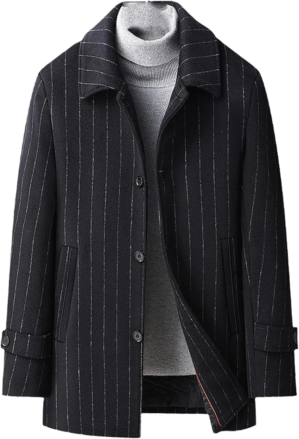 Aoleaky Wool Trench Coat Men's Autumn Winter Padded Cotton Casual Business Woolen Overcoat Male Warm Coat