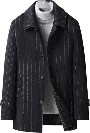 Aoleaky Wool Trench Coat Men's Autumn Winter Padded Cotton Casual Business Woolen Overcoat Male Warm Coat