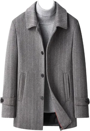 Aoleaky Wool Trench Coat Men's Autumn Winter Padded Cotton Casual Business Woolen Overcoat Male Warm Coat