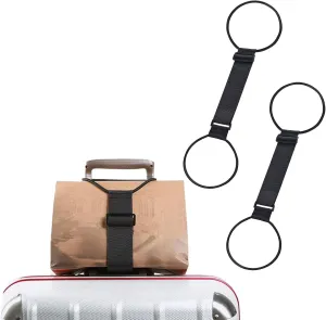 Azarxis Luggage Straps Bag Bungees Elastic Cord Retaining Lanyard for Carry On Bag Handle Travel Accessory Suitcase Belt (Black - 2 Pack)