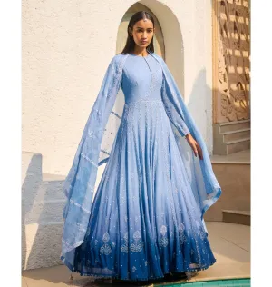 Azure Dream Chikankari Anarkali