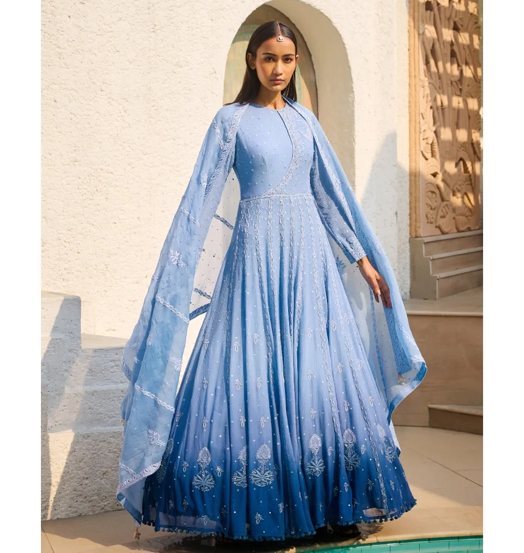 Azure Dream Chikankari Anarkali
