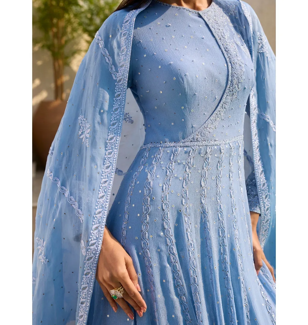 Azure Dream Chikankari Anarkali