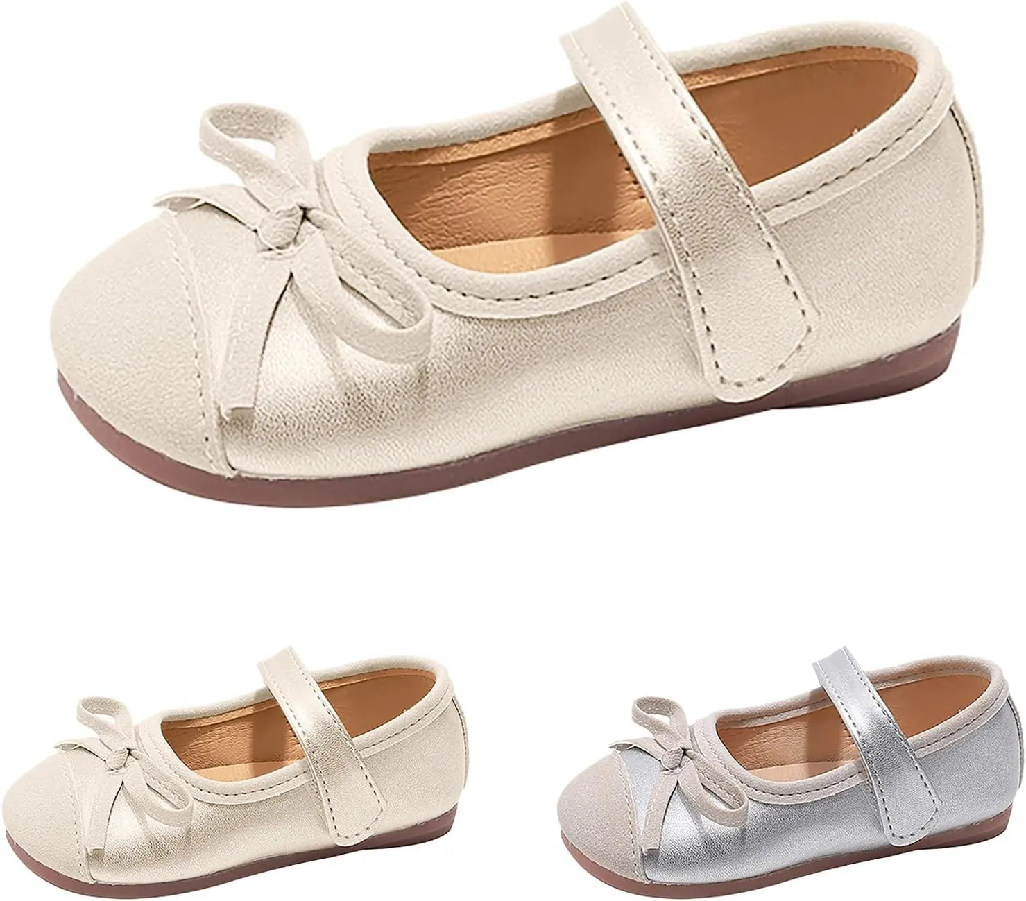 Baby Girls Mary Jane Dress Shoes Sparkle Bow Ballerina Flats for Wedding Party Toddler Birthday Christmas Walking
