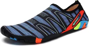 Beach Shoes for Men and Women Summer Quick Drying Swimming Non Slip Water Socks Breathable River Trekking Snorkeling and Wading Soft Soles Fishing Shoe (Dark Blue, 8)