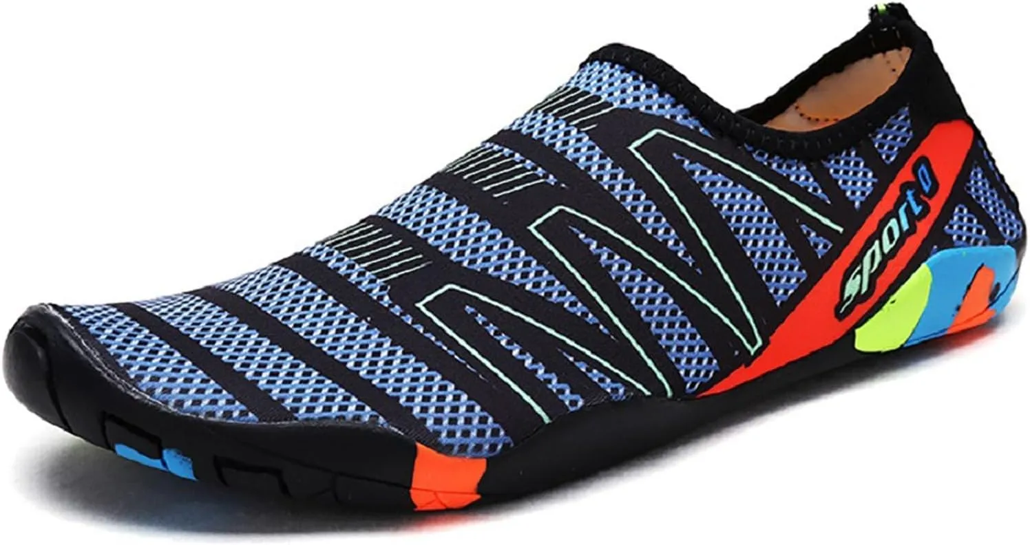 Beach Shoes for Men and Women Summer Quick Drying Swimming Non Slip Water Socks Breathable River Trekking Snorkeling and Wading Soft Soles Fishing Shoe (Dark Blue, 8)