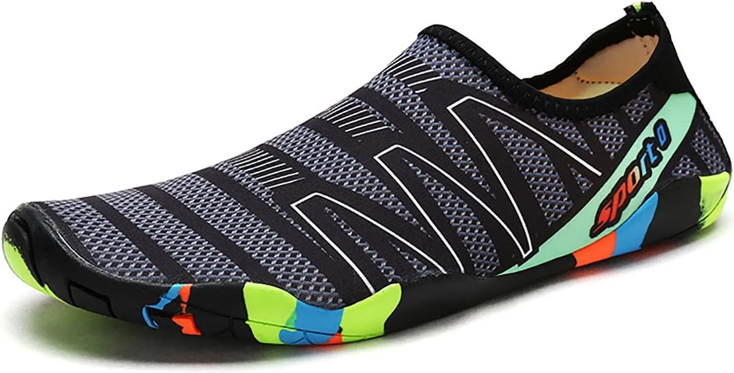 Beach Shoes for Men and Women Summer Quick Drying Swimming Non Slip Water Socks Breathable River Trekking Snorkeling and Wading Soft Soles Fishing Shoe (Grey, 9)