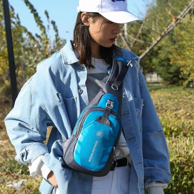 Blue Single Shoulder Mini Chest Bag For Outdoor Sports