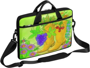 Boots Sunflower Strawberry Laptop Shoulder Bag Computer Bag Sleeves Briefcase Laptop Shoulder Messenger Bag with Handle Strap, Fits Laptop 14-15.6 Inch