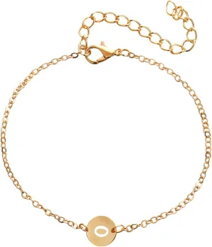 Bracelet for Women Gift Bracelets Bangles Jewelry Personalized Initial Bracelet 1 Gold Plated Stainless Steel Letter Bracelet Dainty Charm Bracelet Delicate Chain- Boy Bracelets Father (O, One Size)