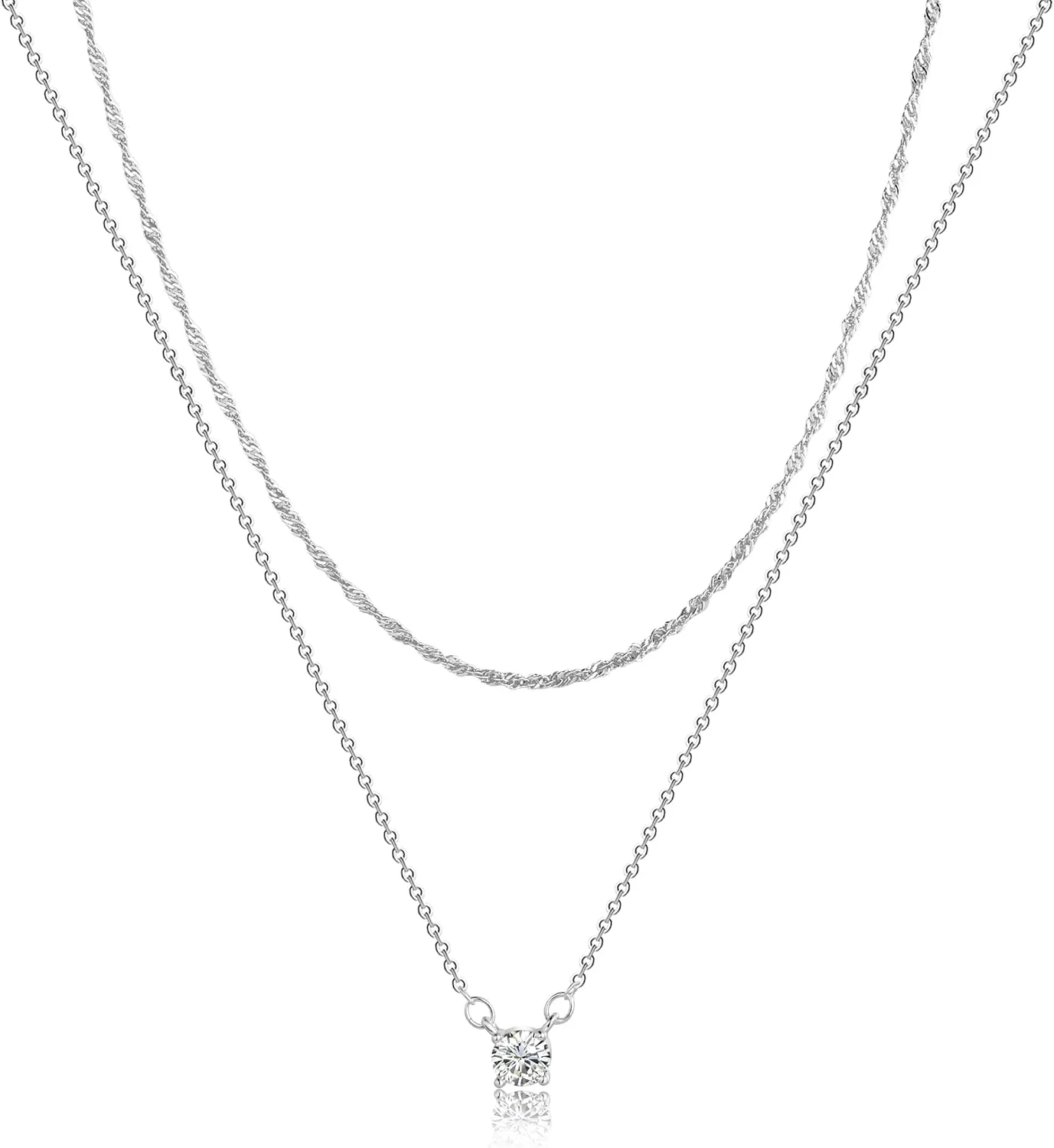 CAROVO Gold Necklace for Women,Dainty Gold Necklaces 14k Gold Plated Diamond Necklaces Cute CZ Solitaire Choker Necklaces for Women Simple Cubic Zirconia Pendant Necklace Trendy Jewelry Gifts