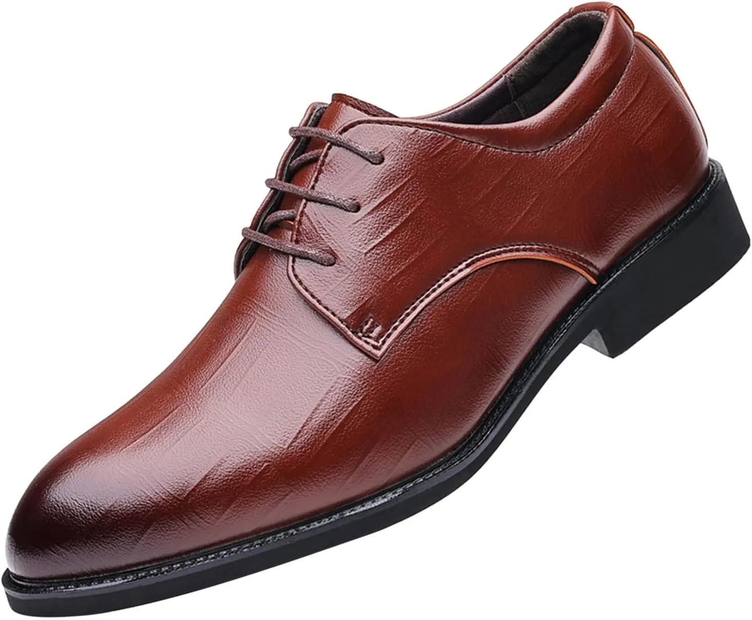 Casual Dress Shoes for Men Fashion Summer and Autumn Men Leather Shoes Low Heel Pointed Toe Lace Casual Comfortable Solid Color Mens Casual Dress Fashion Oxfords Skate Shoes