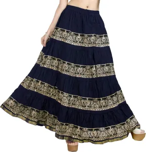 Chandrakala Flowy Long Skirt for Women A Line Casual Beach Party Holiday Maxi Skirts (S113-P)