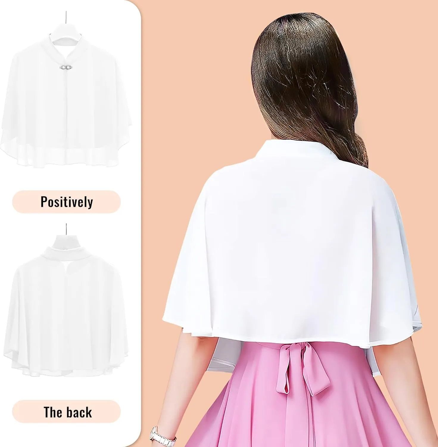 Chiffon Shawls and Wraps for Evening Dress Chiffon Shrug Wedding Cape Cover Up Soft Capelets Capes