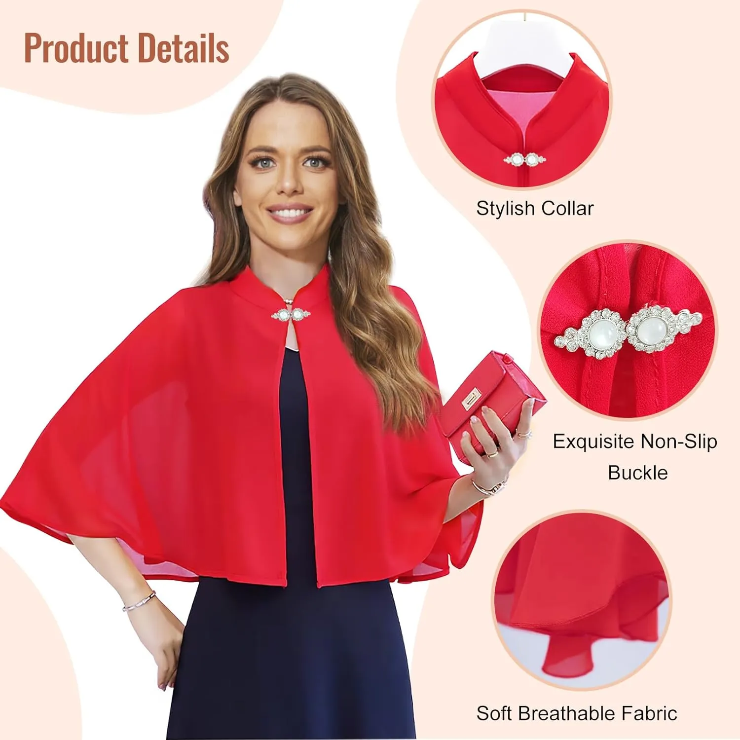 Chiffon Shawls and Wraps for Evening Dress Chiffon Shrug Wedding Cape Cover Up Soft Capelets Capes